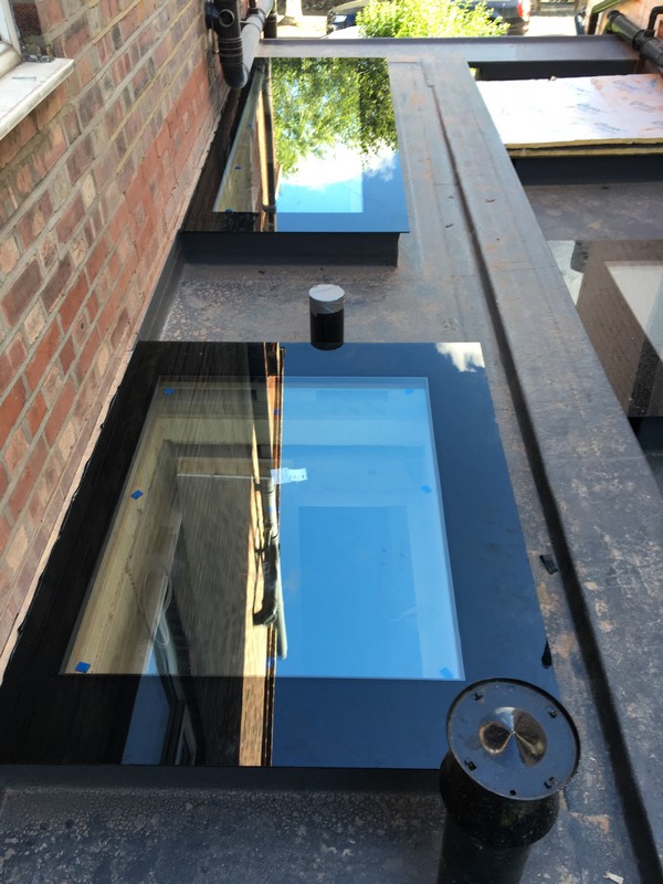 Multiple flat roof skylights on extension in Tulse Hill